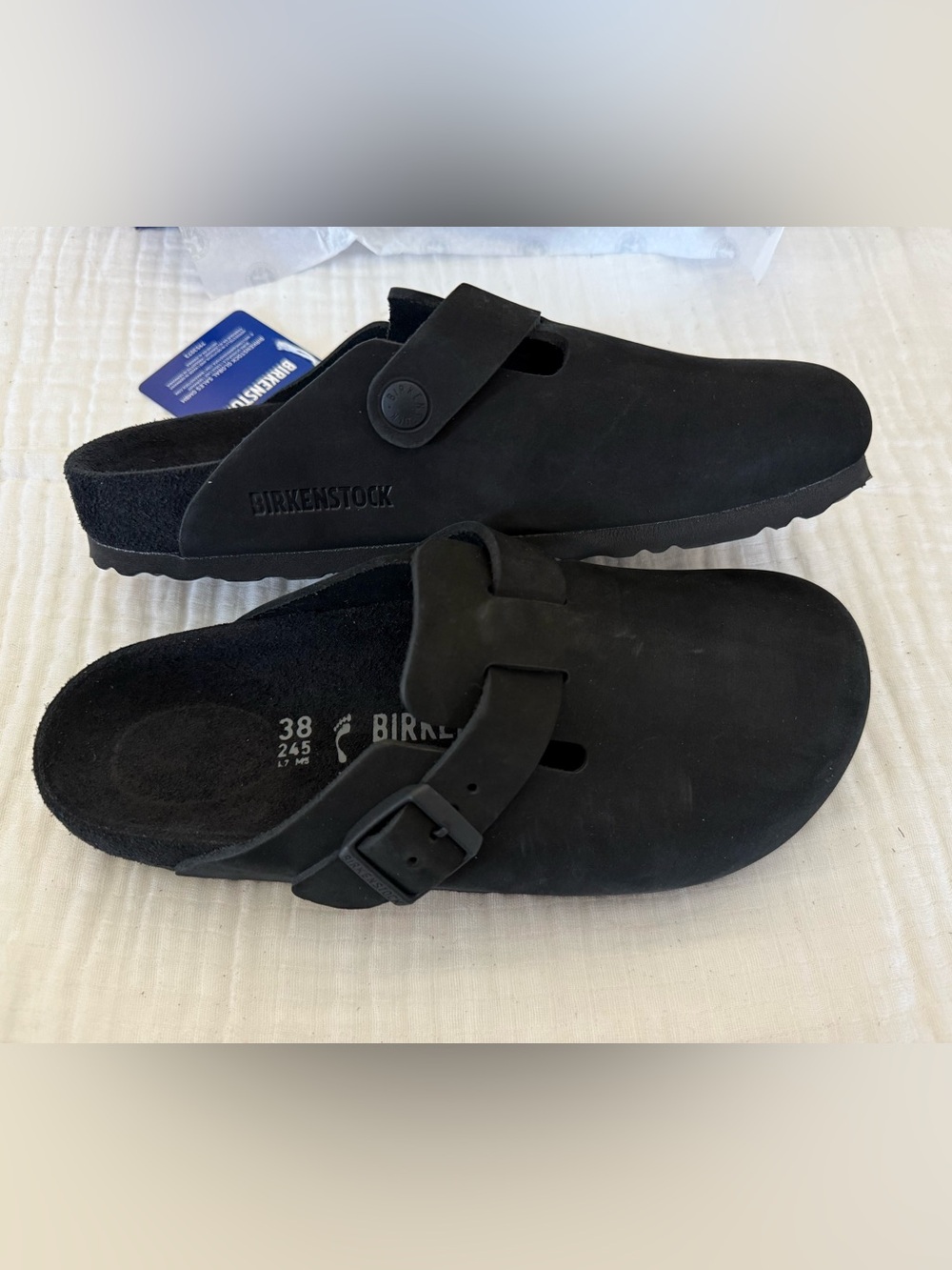 NWT Birkenstock Boston Nubuck Leather Exquisite Clogs Size 38 Medium/Narrow